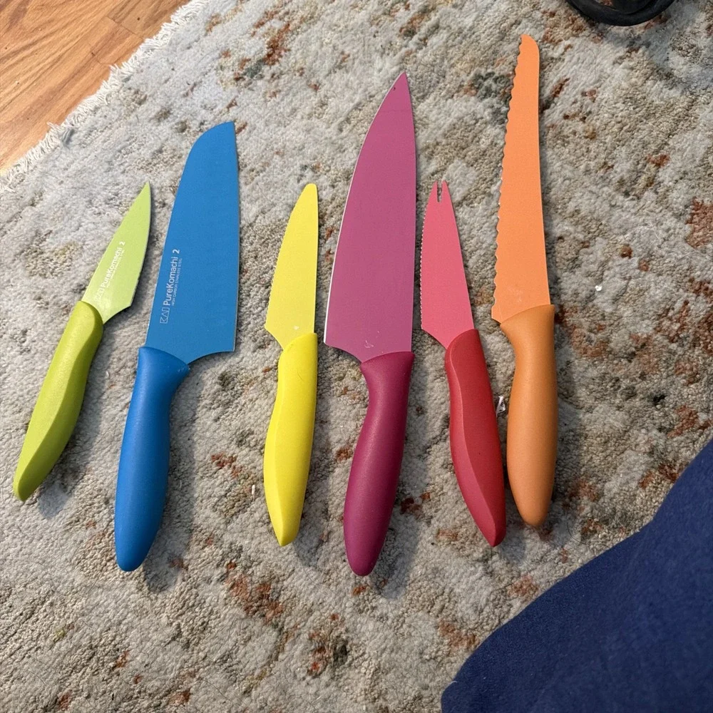 Kai Pure Komachi 2 - Set of 6 Colorful Kitchen Knives No Sheaths